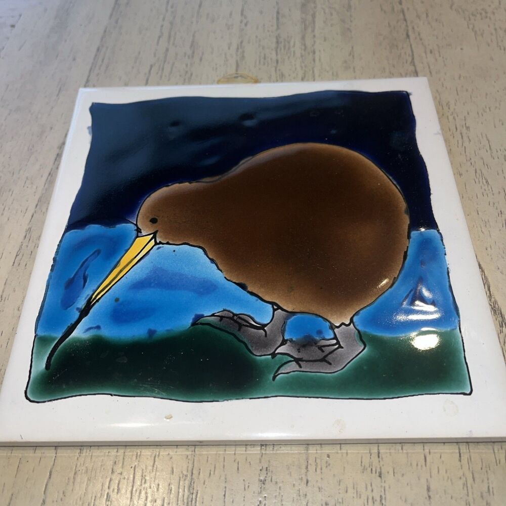 Handglazed Kiwi Art Tile by The Team at Owairaka, New Zealand - A Te Huia Tile